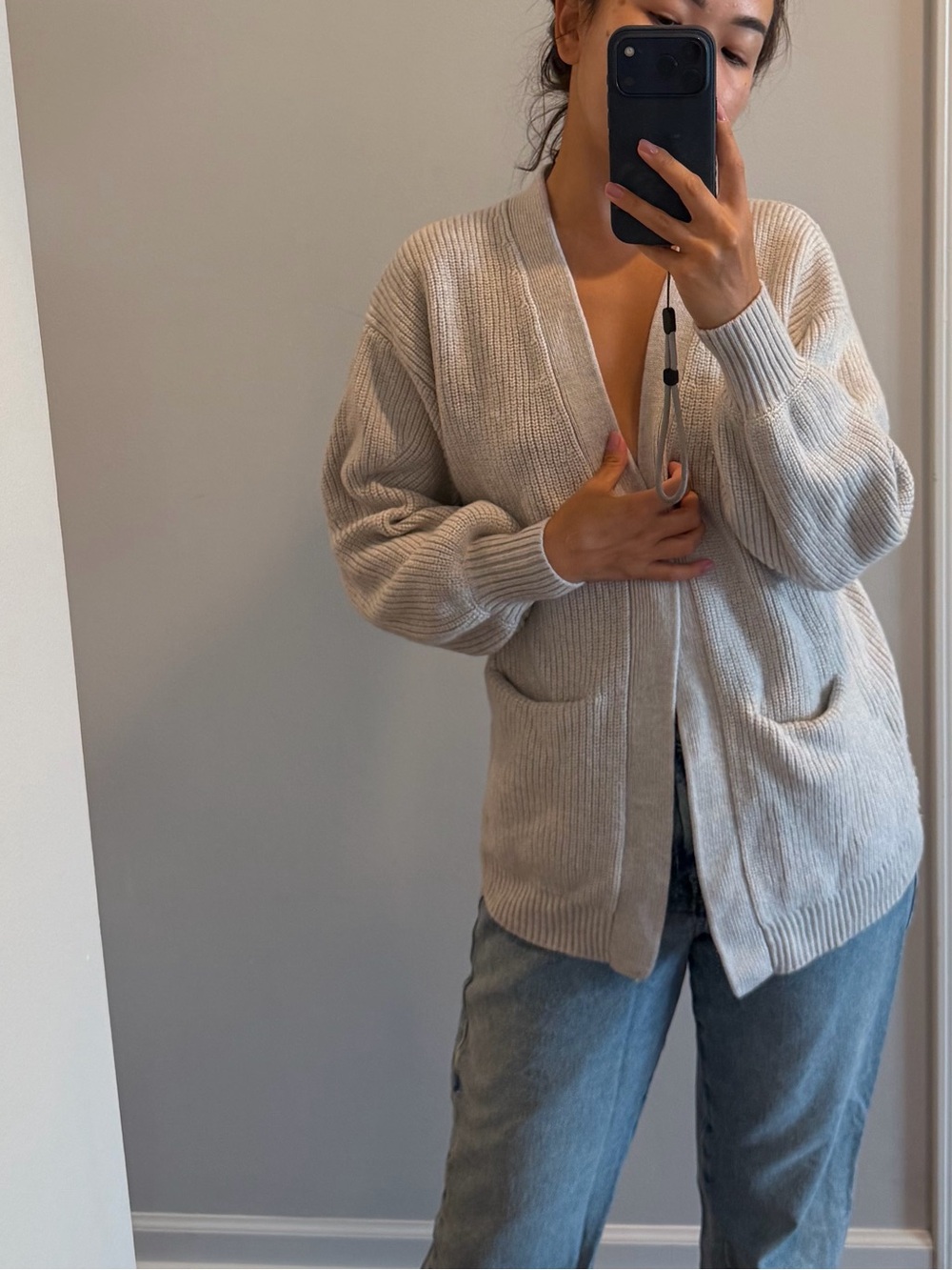Wilfred Lightweight Cream Ribbed Open Cardigan